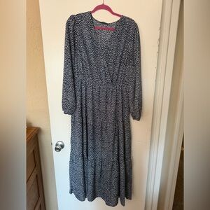 Chic Long Sleeve Navy Dress